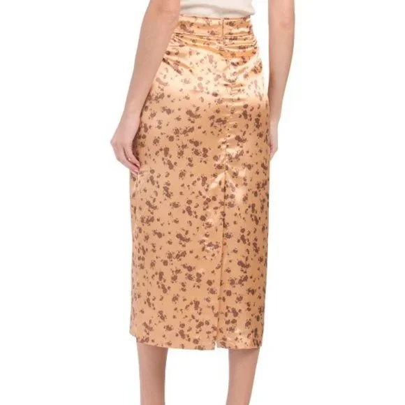 ZARA Flower Print Satin Midi Skirt Size S - Picture 2 of 2
